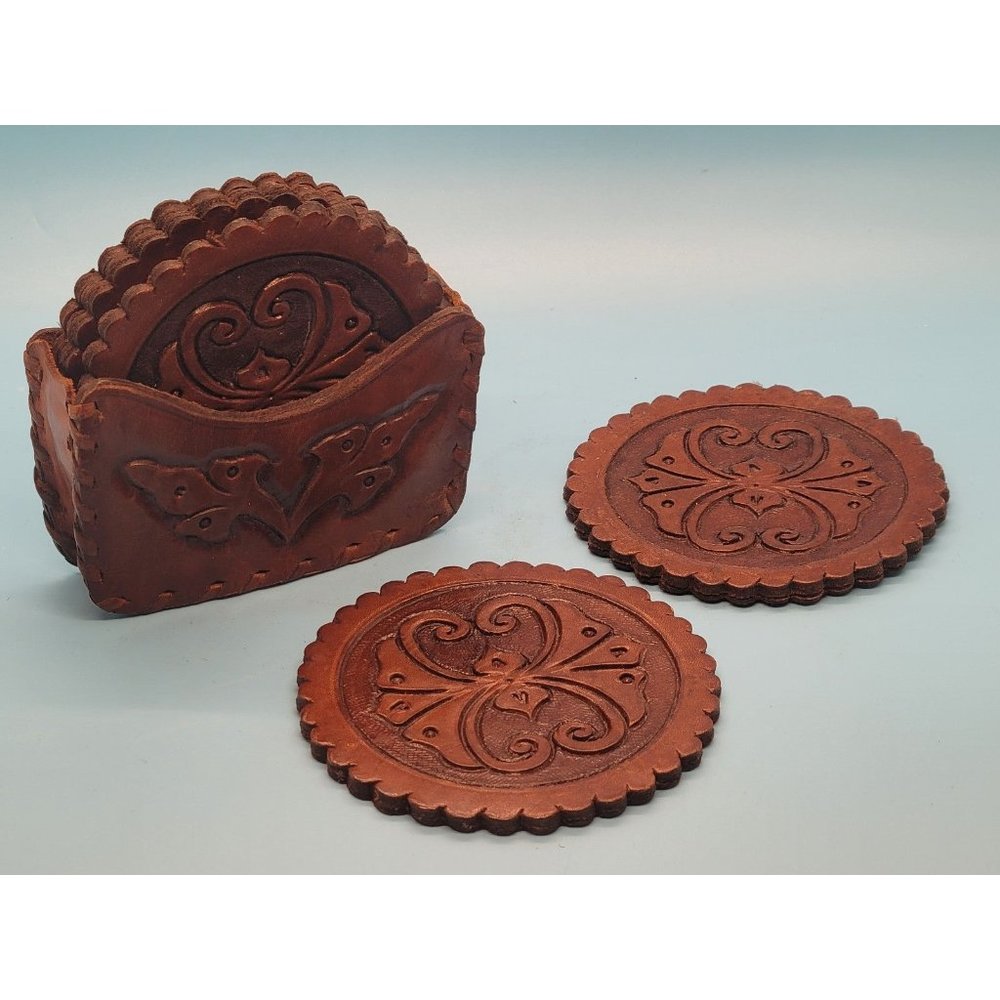 Tooled Leather Coasters from Mexico